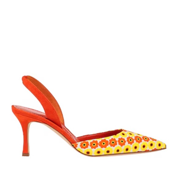 Manolo Blahnik Women's Floral Orange and Yellow Heels - Picture 4 of 8